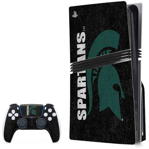 Michigan State University Bold Spartans Logo PS5 Pro Disk Bundle  Skin